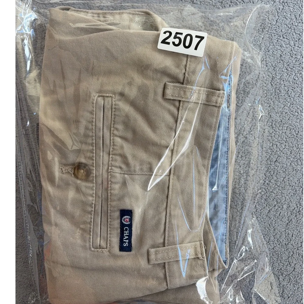 Chaps Chino Shorts Men's Size‎ 38 Beige Flat Front 8